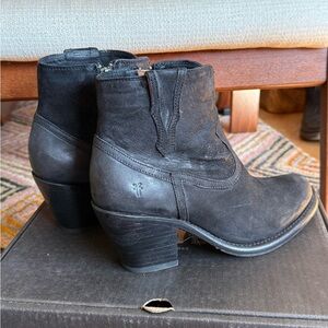 Frye Charcoal Leather Ankle Boots